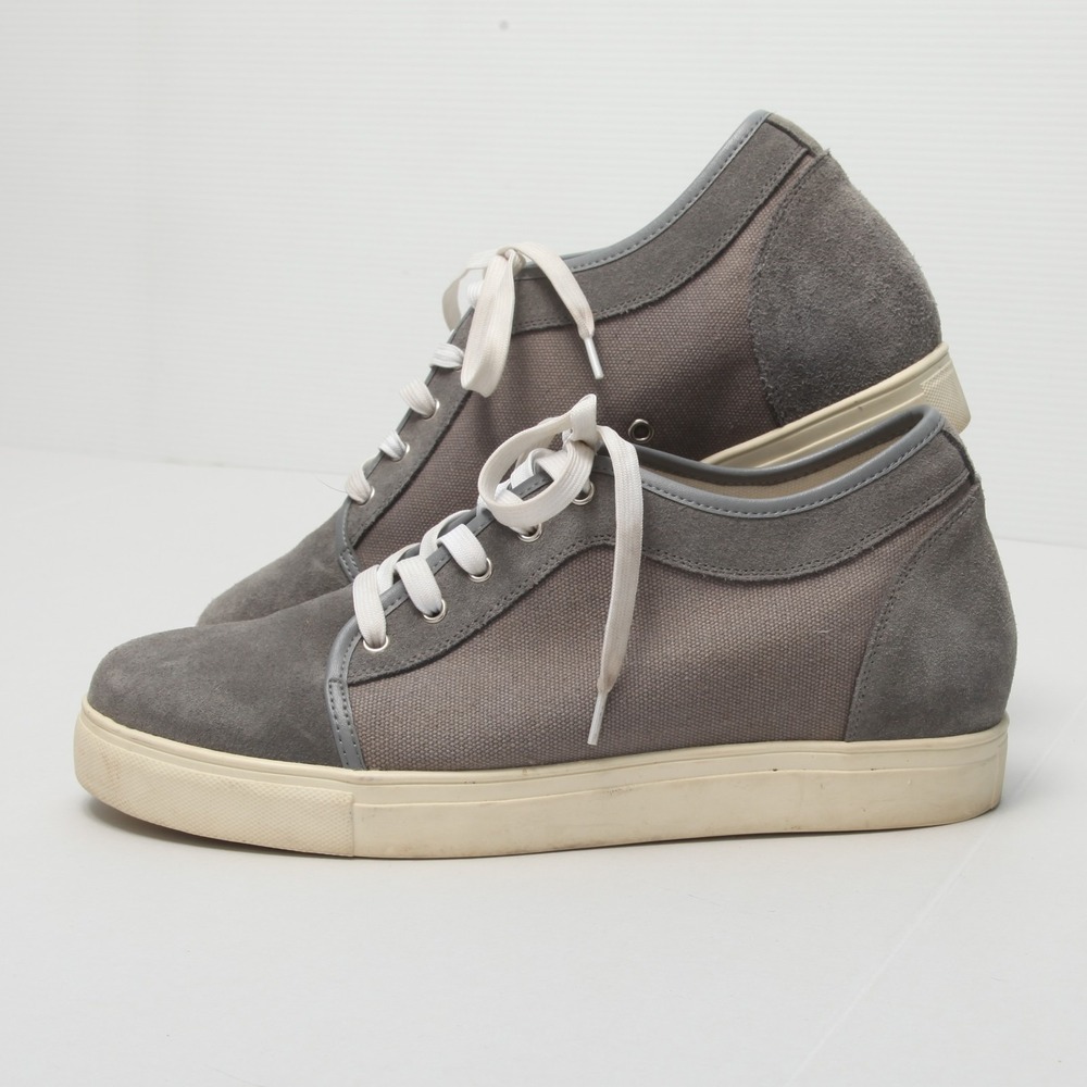 Calto Men's US 11 Gray Suede Canvas Lace-Up Casual Sneakers Shoes G9719